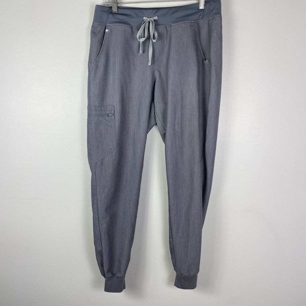 Figs Womens Medium Scrub Pants Jogger Gray Pocket Elastic Waist Medical